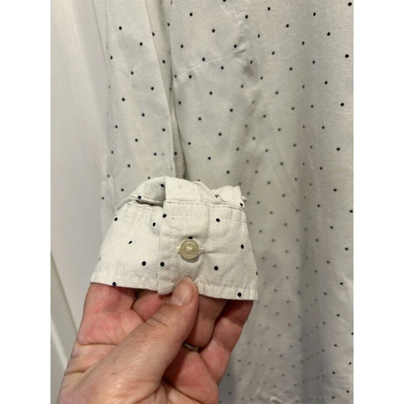Old Navy Cream Navy Polka Dot Cotton Button Up Long Sleeve Shirt Size Large‎ - Picture 4 of 7
